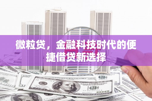 古城微粒贷，金融科技时代的便捷借贷新选择